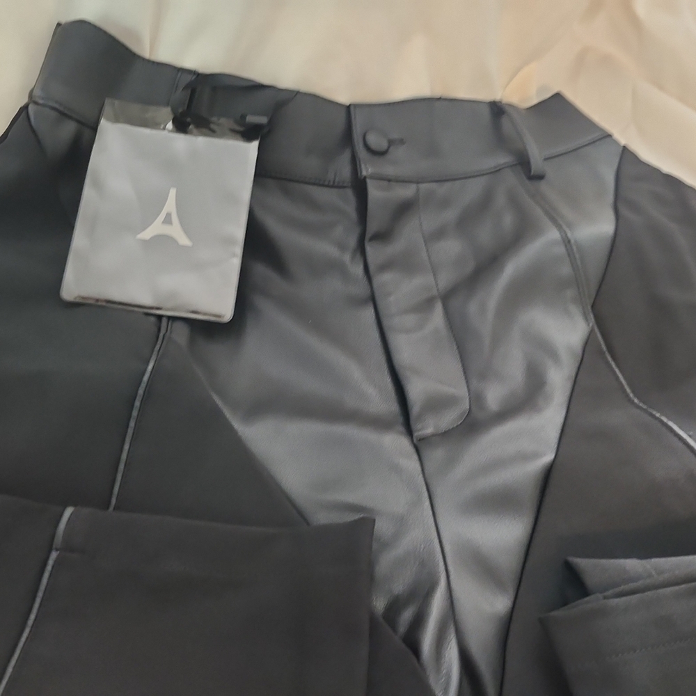 GORGEOUS Vegan Leather &Woven Trousers - Picture 7 of 16